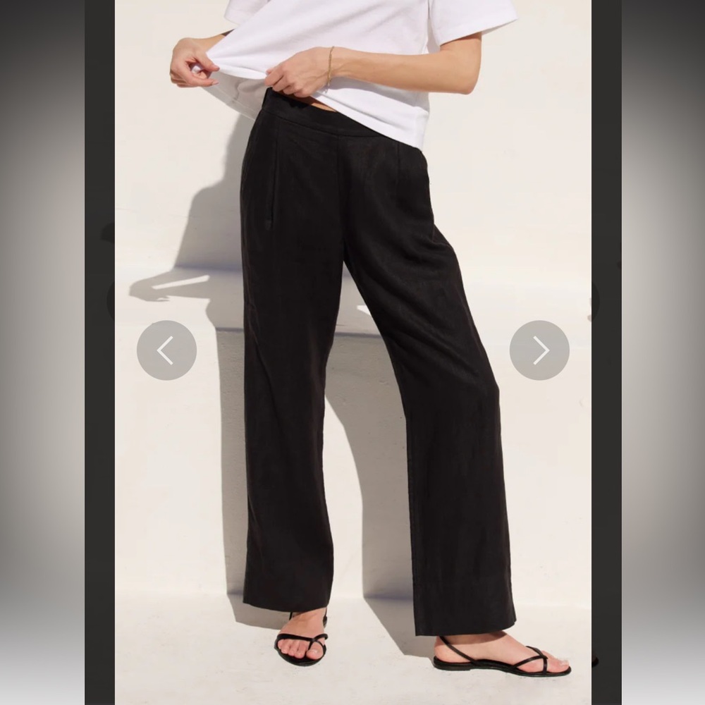 AYR Classic Black Wide Leg Linen Pants